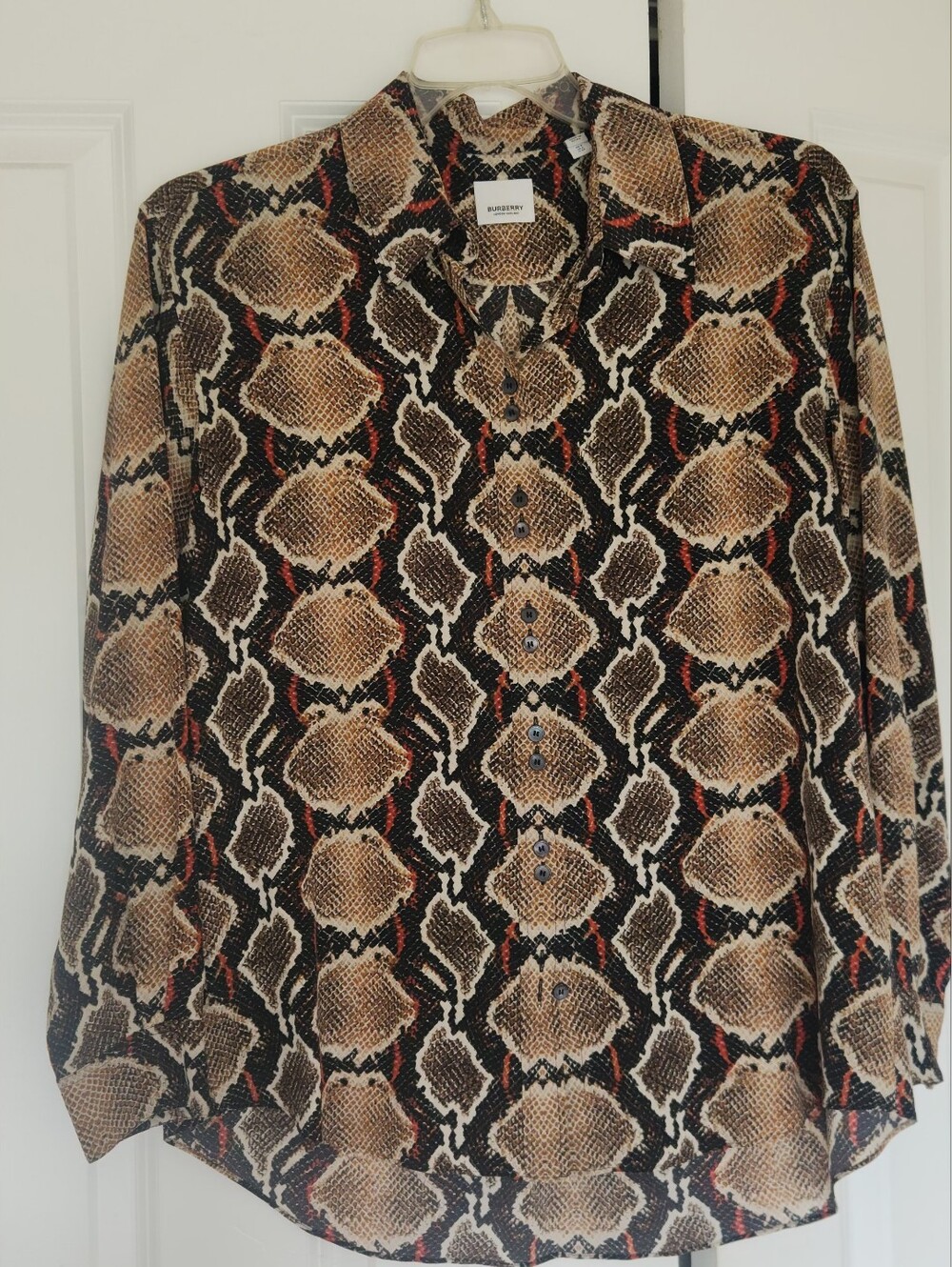 BurberryCarlota Python-Print Silk Button-Front Shirt